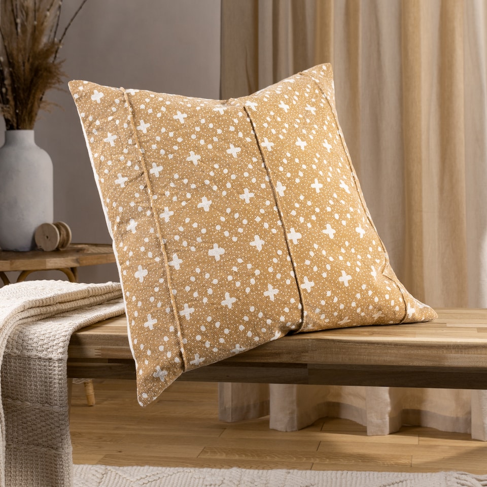 image 1 of Yard Helm Organic Woven Cushion, Yolk, 50 x 50cm