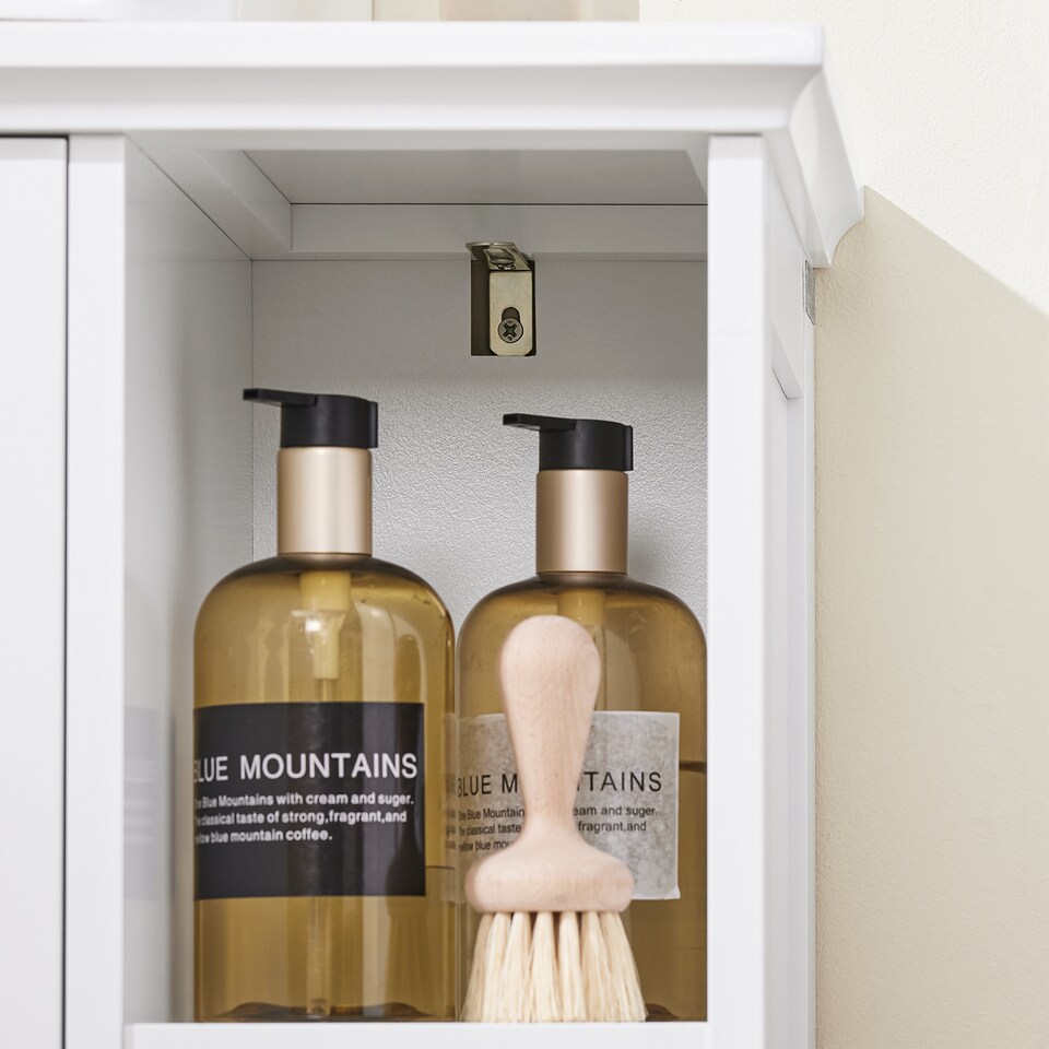 image 1 of SoBuy Under Sink Bathroom Cabinet with 2 Doors & Open Shelf, White, 31.4x12.4x23.8 in, 13.4 kg - BZR210-W