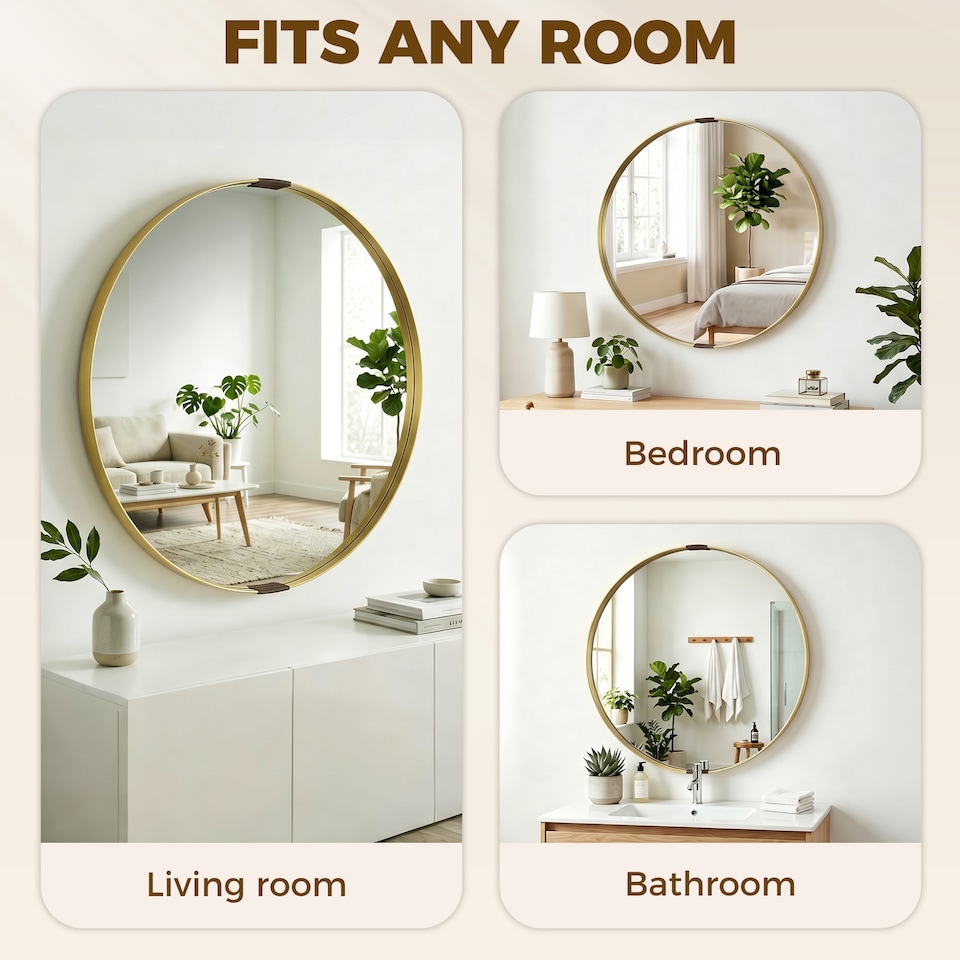 image 1 of HOMCOM Wall Mirror 61 cm, Wall Mounted Bathroom Mirror