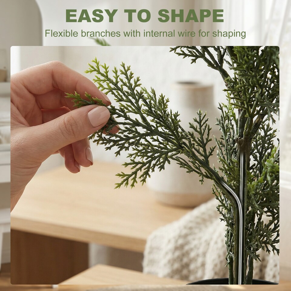 image 1 of HOMCOM Set of 2 Decorative Artificial Plants Cypress in Weighted Pot, 90cm