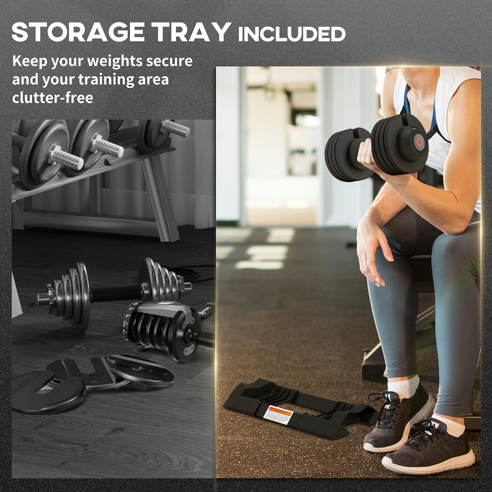 image 1 of SPORTNOW 4-in-1 Adjustable Dumbbells, Weights Set, 6kg, 11kg, 16kg, 20kg