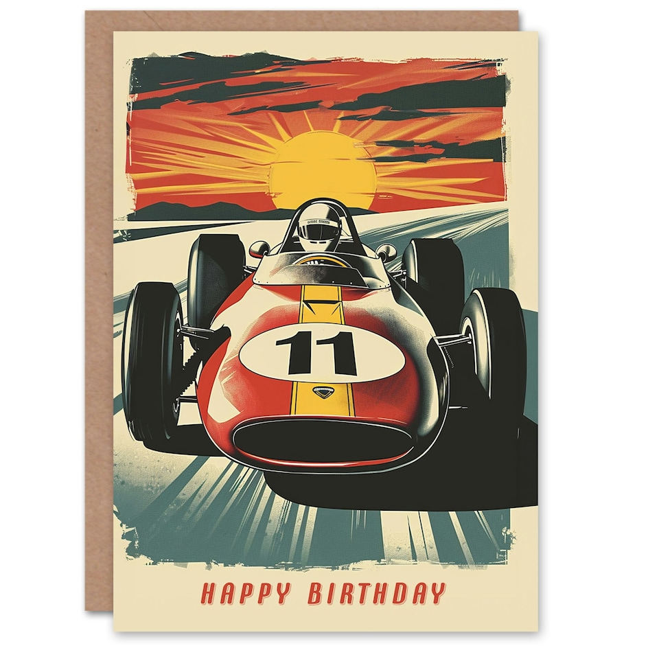 image 1 of Birthday Card Race Car Racing Age 11 Motorsport Eleven Year Old Child Kids