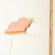 image 1 of ValueLights Kids Pink and White Dinosaur Design Plug in Wall Light with Shelf and Pull Cord Switch - Including Bulb