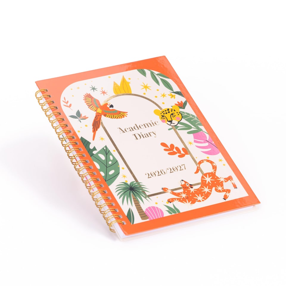 image 1 of 2026 - 2027 Academic Diary A5 Week to View - Spiral Bound Mid Year Planner Aug 2026 to Jul 2027 - Hardback | Cream | Trop