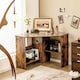 image 3 of COSTWAY Corner Desk Computer Table Workstation w/ Shelves Brown Brown
