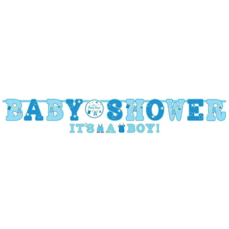 Amscan Its A Boy Letters Baby Shower Banner - Blue/White - One Size