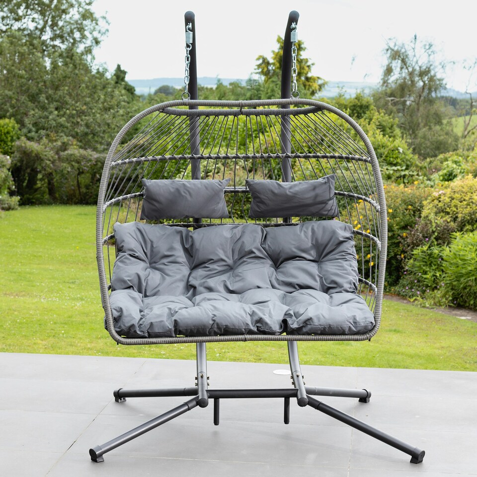image 1 of Haversham Swinging Double Garden Seat - Dark Grey