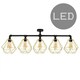 image 1 of ValueLights Luiggi Matte Black Semi-Flush Light with Gold Tapered Shade and E27 Pear LED 4W Warm White 2700K Bulb