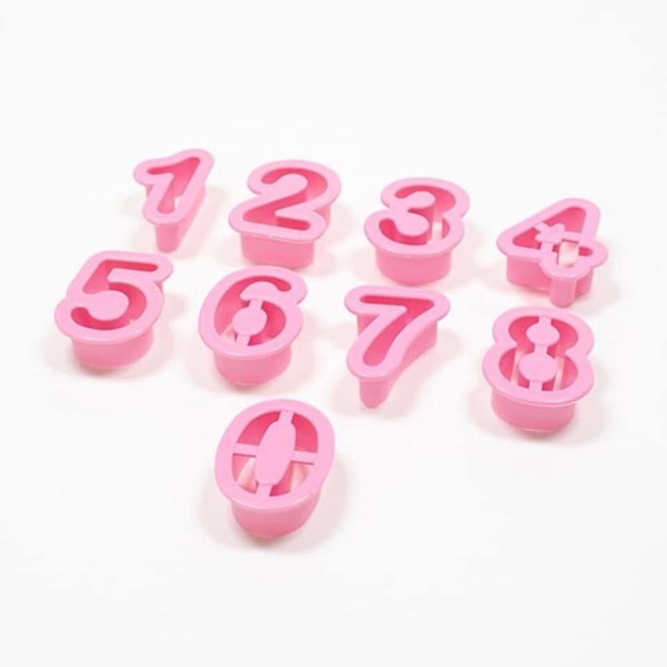 image 1 of Pastel Pink Number Cookie Cutters - Pack of 9