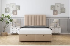 Sloomy Kingsley Pebble Plush Ottoman Bed With Mattress With 26" Strutted Headboard 3' Single