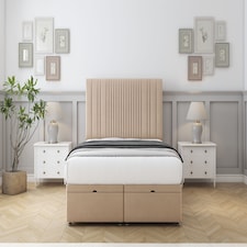Sloomy Kingsley Pebble Plush Ottoman Bed With Mattress With 26" Strutted Headboard 3' Single