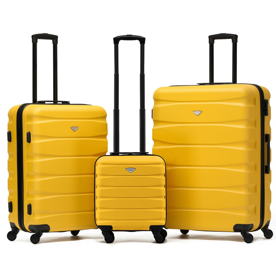 image 1 of Flight Knight Suitcase Sets 3 Piece, Large Suitcase, Extra Large Suitcase, easyJet Cabin Bag 45x36x20cm Underseat Carry On, 100+ Airlines Approved - BA, Ryanair Yellow | Yellow/Black  | Large