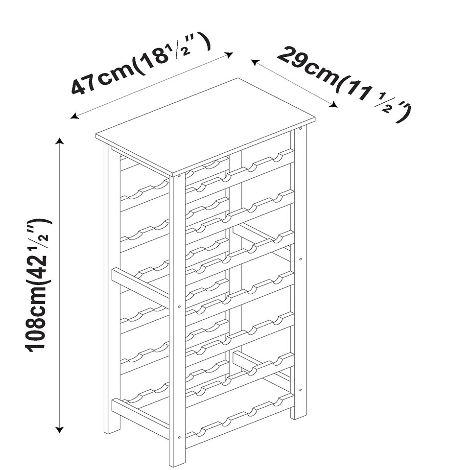 image 1 of Camilo 7-Tier Wine Rack Freestanding Holds 28 Bottles Home Bar Stand 108cm Stand | Black | Black