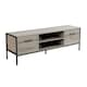 image 4 of TV Unit Media Stand Storage Cabinet Modern Oak Finish Cupboard and Shelf Storage | Grey