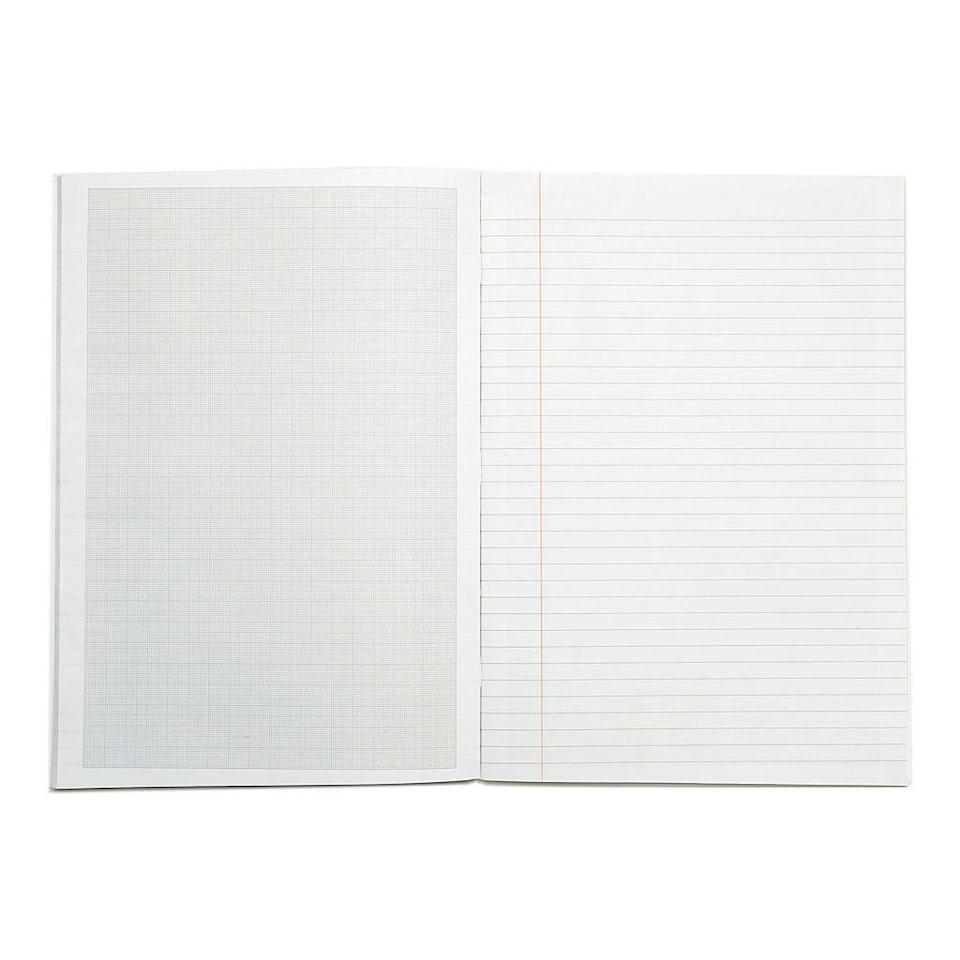image 1 of Rhino A4 64 Page Green 8mm Lined with Margin and 10mm Graph Ruling Reverse Science Book