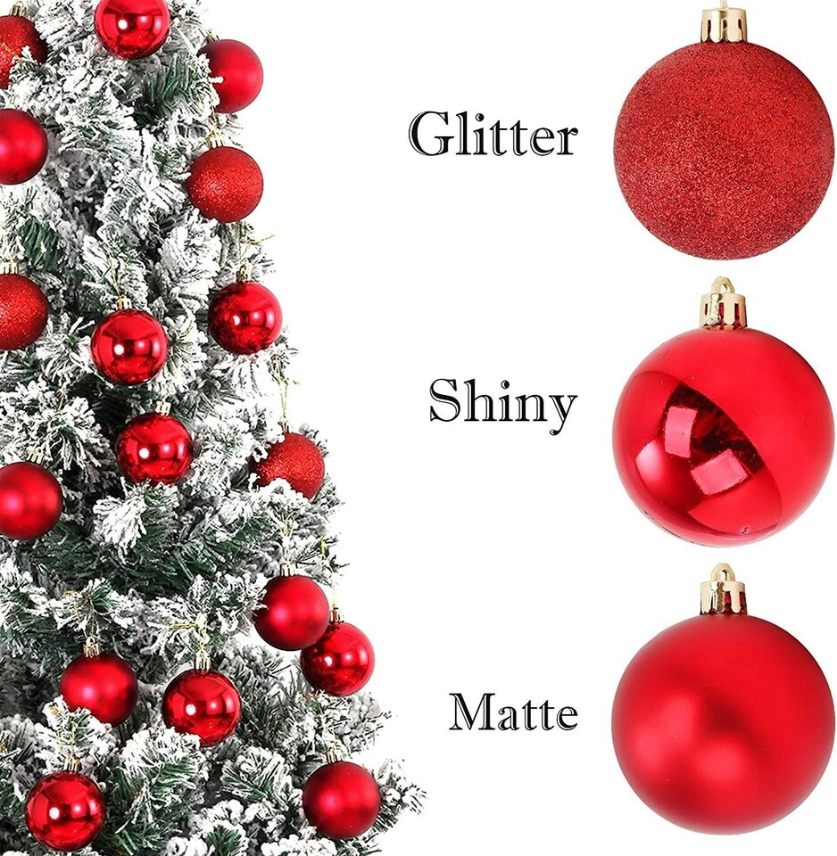 image 1 of 30mm/12Pcs Christmas Baubles Shatterproof Red,Tree Decorations
