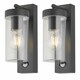 image 1 of Set of 2 Hadron - Black Motion Sensor Outdoor Wall Lights | Black | Clear | 2