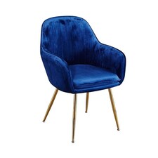 Lara Dining Chair (Pack of 2) - Velvet - L57 x W59 x H84.5 cm - Royal Blue with Gold Legs Blue