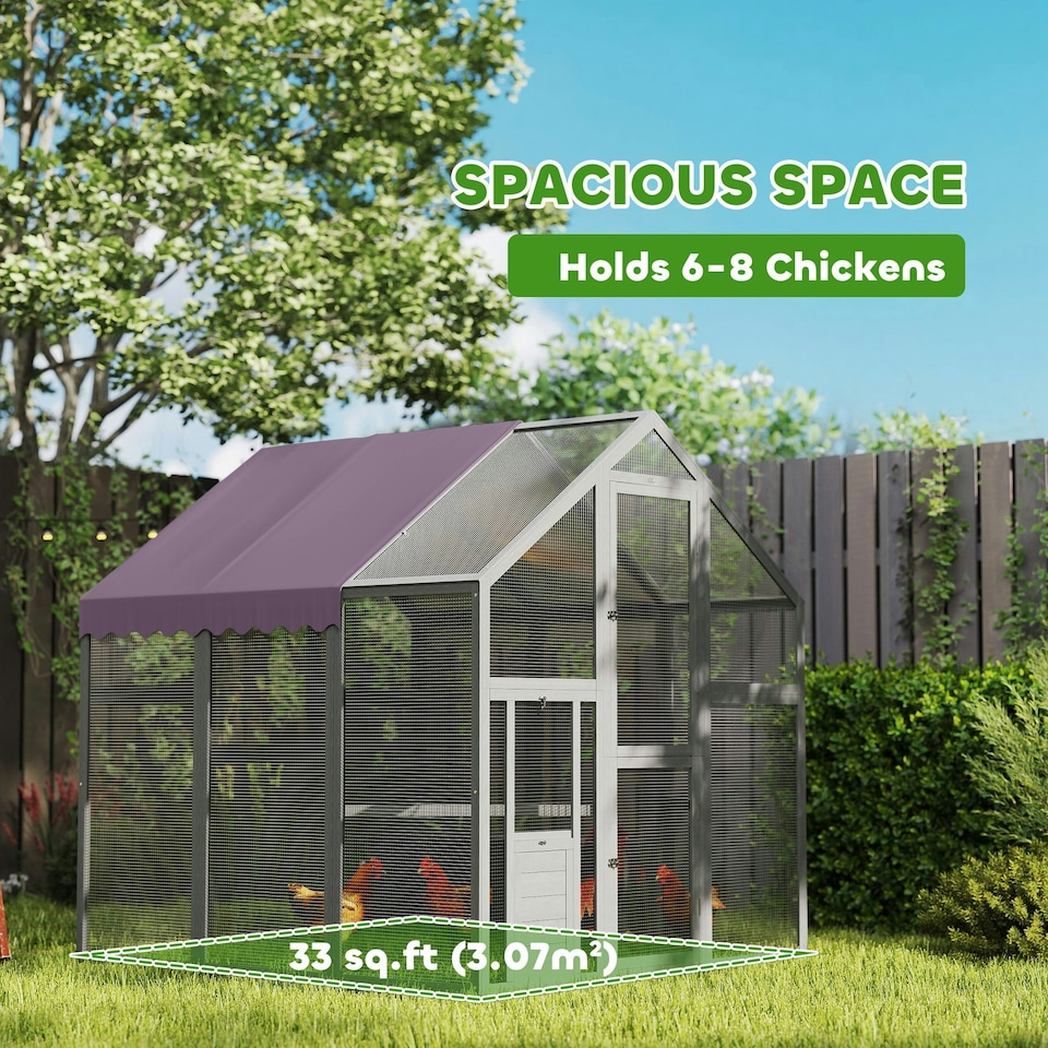 image 1 of PawHut Large Walk In Chicken Run for 6-8 Poultries, 1.7 x 1.8 x 1.8 m