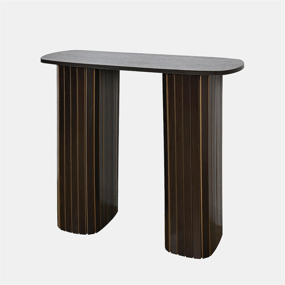 image 1 of OHS Madison Console Table Ribbed Engineered Wood Entryway Display Desk | Brown | Dark Brown