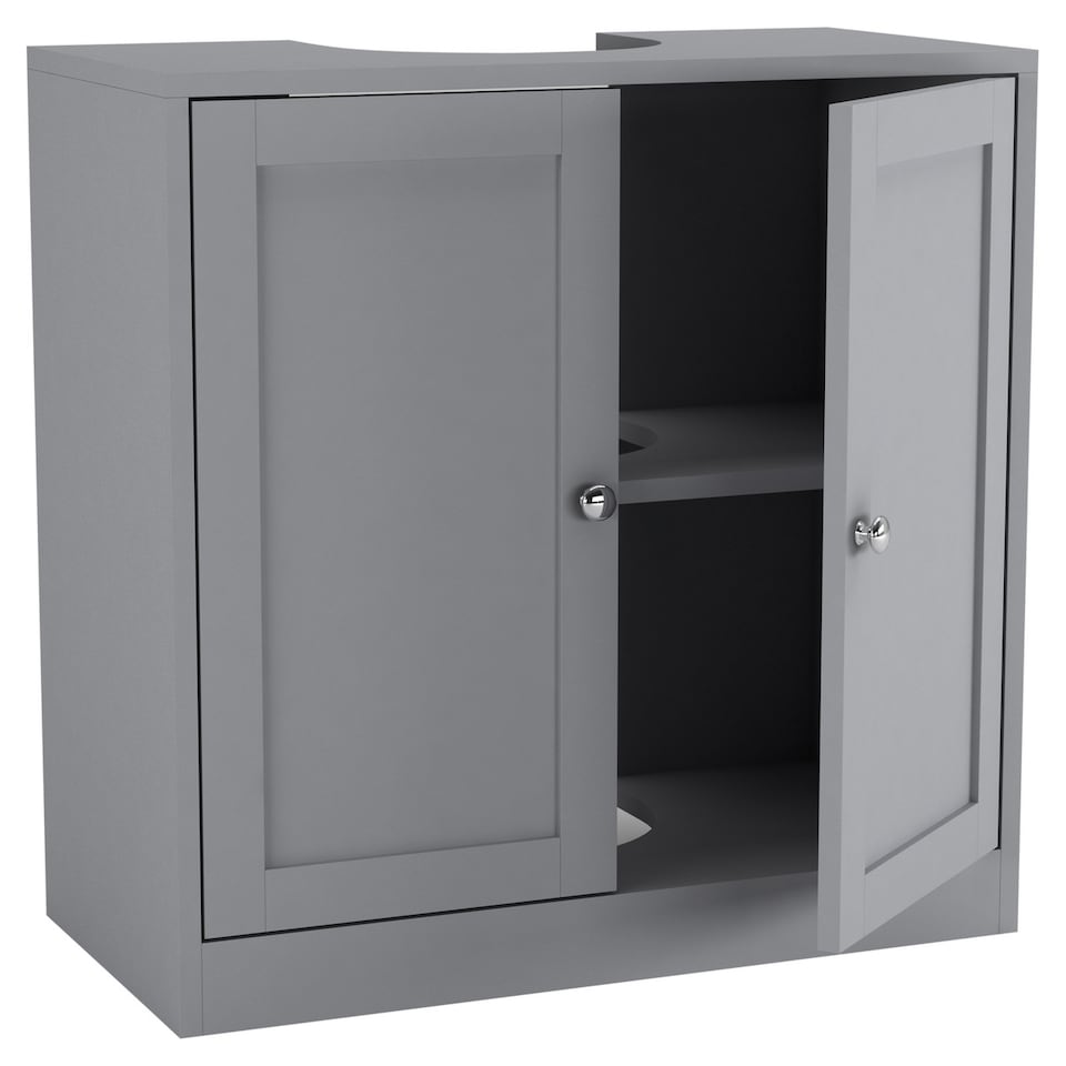 image 1 of Under Sink Full Pedestal Basin Cabinet Cupboard Bathroom Storage Unit | Grey | 1