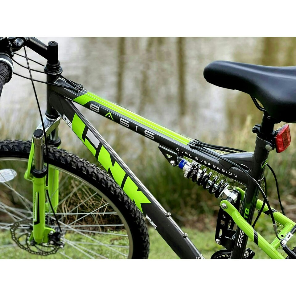image 1 of Basis Link DS Full Suspension Mountain Bike, 26" Wheel - Graphite/Lime