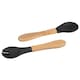 image 1 of Tiny Dining Bamboo Baby Weaning Fork & Spoon Set - Black