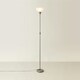image 3 of ValueLights Dalby Chrome Uplighter Floor Lamp White Shade & Bulb | Silver