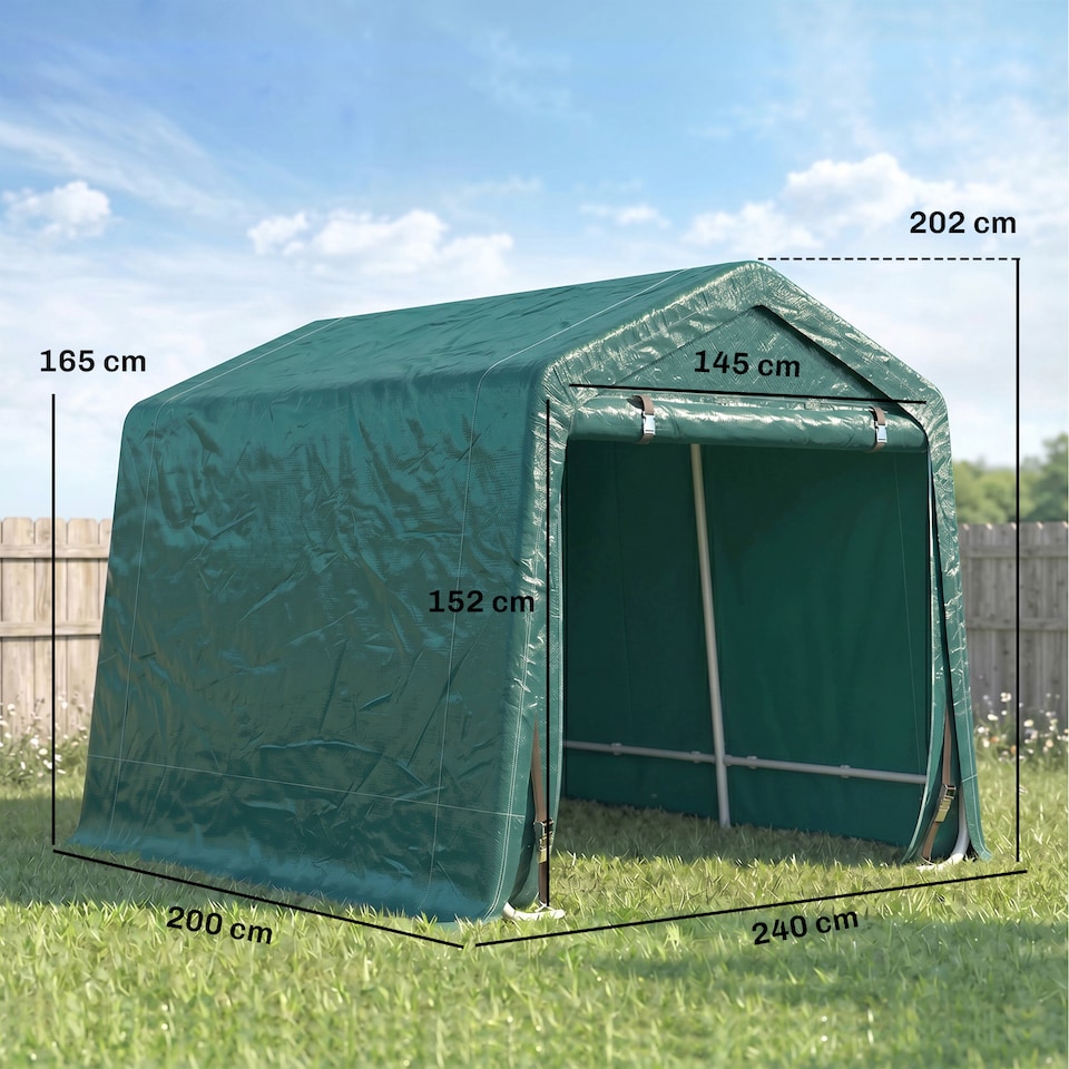 image 1 of Outsunny Outdoor Garden Storage Shed Waterproof Bike Tent w/ Zipper Doors