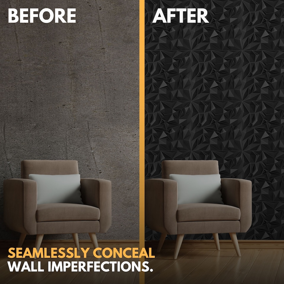 image 1 of NOVECRAFTO Decorative 3D Wall Panels (50cm x 50cm) 3D Diamond Design PVC Cladding Panel