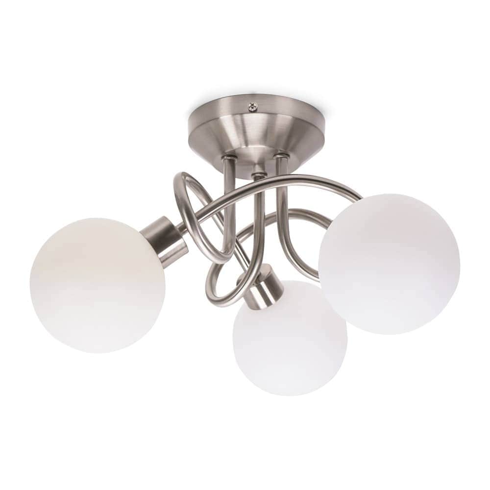 ValueLights Velika Chrome 3 Way Opaque Flush Ceiling Light with LED Bulbs Silver