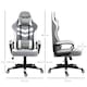 image 3 of Vinsetto Gaming Chair, Computer Desk Chair with Lumbar Support, Faux Leather Racing Chair with Headrest and Swivel Wheels for Home Office, Grey White