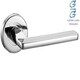 image 3 of Golden Grace 5 Sets Leon Design Door Handles Lever on Round Rose in Polished Chrome Finish with Latch Set, 1 Pair 3" Hinges & 2.5" Tubular Latch Chrome