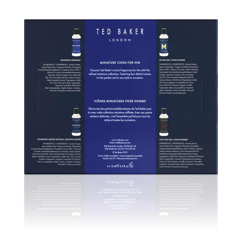 image 1 of Ted Baker Mini Set for Him, Gift Set Containing 4 Minature Fragrances, Skinwear, Skinwear Limited Edition, M and X20, Mens Fragrance Set, 4 x 15ml