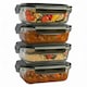 image 1 of 380ml Meal Prep Glass Containers with Airtight Lids Clip Lock Takeaway Containers Pack 4