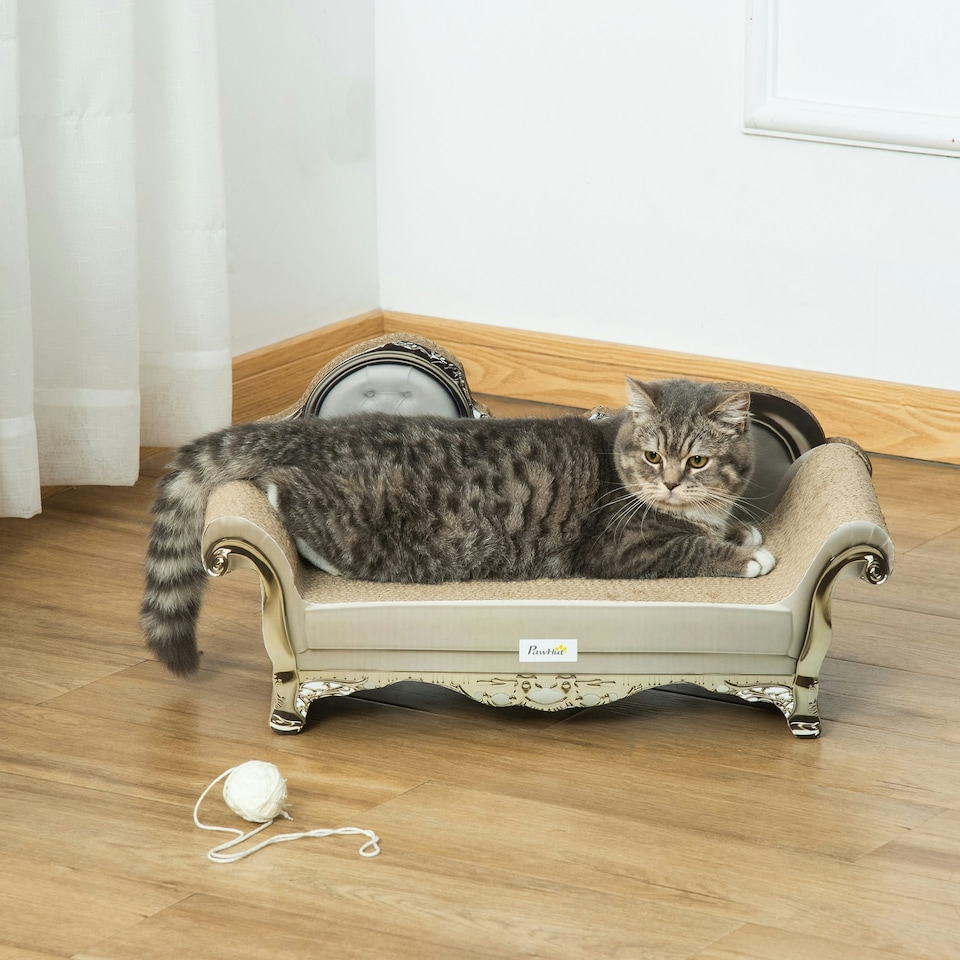 image 1 of PawHut Cat Scratching Pad, Indoor Corrugated Cardboard with Catnip, Brown