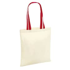 Westford Mill Contrast Handle Tote Bag - Natural/Classic Red - One Size | Cream