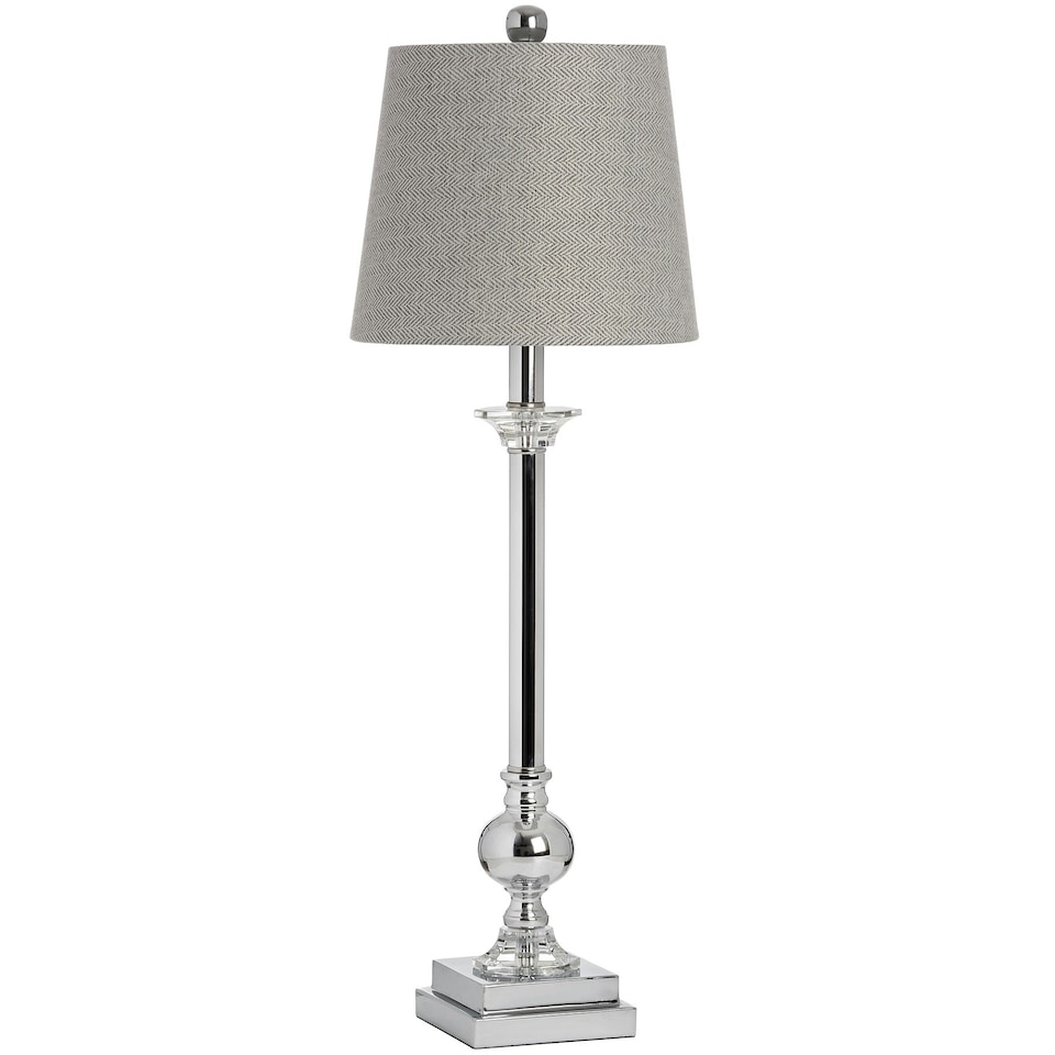 Hill Interiors Milan Chrome Metal Table Lamp (UK Plug) - Grey/Clear/Silver - One Size