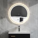 image 2 of HOMCOM 800mm Round Bathroom Mirror with LED Lights, Wall Mounted Backlit Illuminated Bathroom Mirror with Demister, 3 Colours Dimmable, Memory Function, Touch Switch, Time and Temp Display, Gold Tone