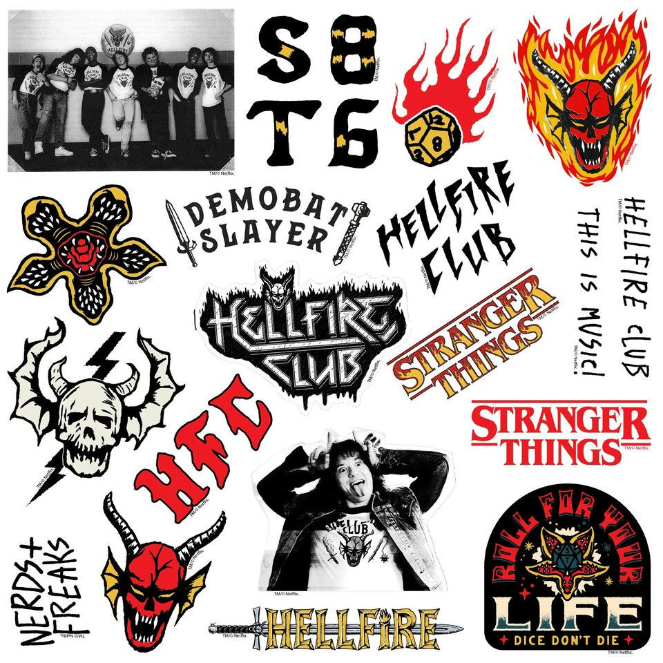image 1 of Stranger Things Hellfire Club Deluxe Stickers (Pack of 50) - Multicoloured - One Size