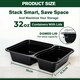 image 2 of 32oz Black 2 Compartment Meal Prep Containers With Lid Plastic Microwave Safe Food Storage Box 10pc