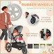 image 6 of HOMCOM Foldable Three-Wheeler Baby Stroller w/ Sun Canopy, Storage - Grey