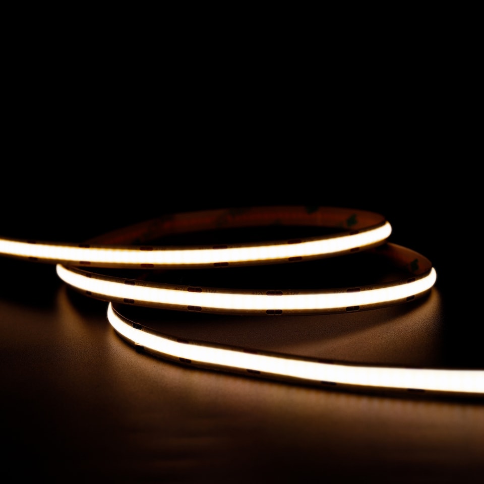 image 1 of 5 Meters Set of 24V Dotless COB Strip with 480 LEDsM Dimming Controller UK Adapter Plug 3000K