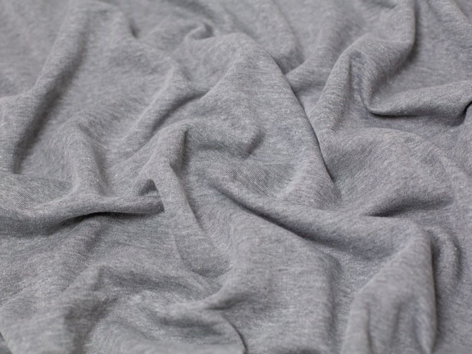Minerva Core Range Silver Melange Polycotton Fleece Back Sweatshirt Stretch Knit Fabric for Dressmaking, 150cm / 59" Wide - per metre