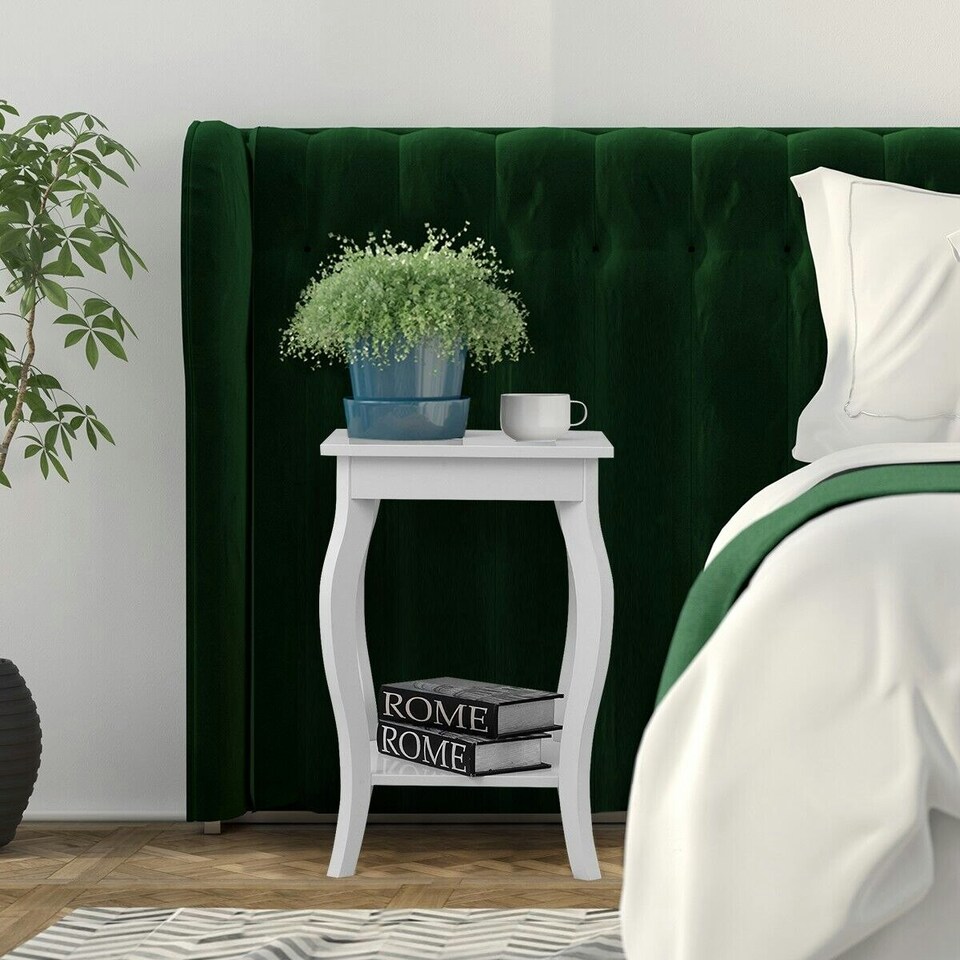 image 1 of COSTWAY Set of 2 End Table Living Room Sofa Side Table White White