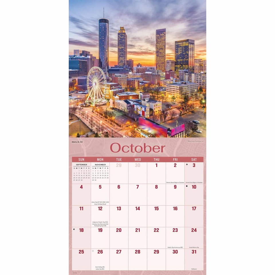 image 1 of City Skylines Calendar 2026, Wall Calendars, Month To View, Travel, Gift