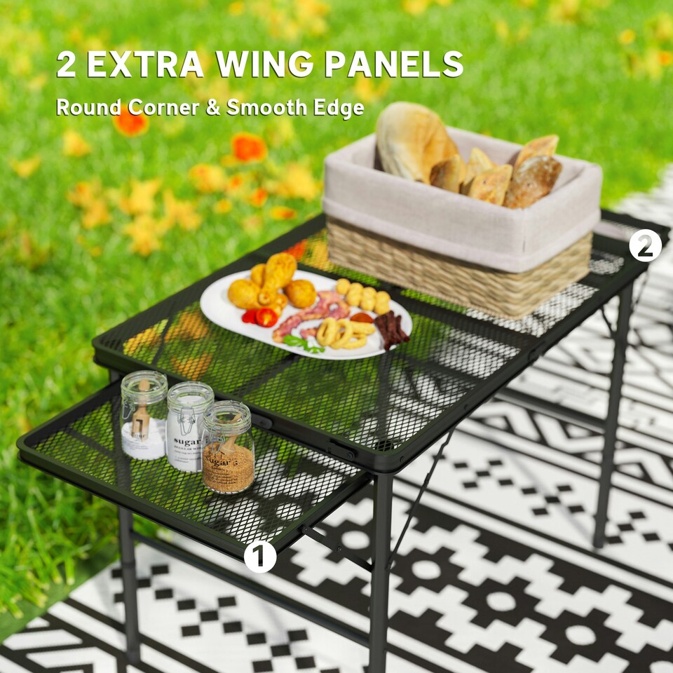 image 1 of Outsunny 4.5ft Portable Folding Table, Height Adjustable Metal Picnic Table 