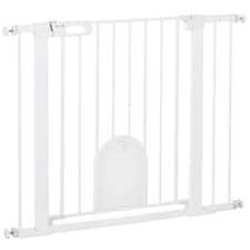 PawHut 75-103 cm Pet Safety Gate Pressure Fit Stair w/ Small Door Double Locking