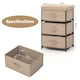 image 2 of COSTWAY 3 Tier Nightstand Organizer 3 Chests of Drawers Fabric Dresser Storage Brown