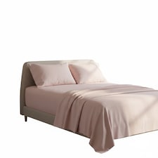 Soft Plain Brushed Cotton Fitted Flat Sheet Matching Pillowcases Set | Pink | Double